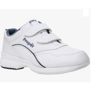Propet Womens White Blue Tour Walker Strap Walking Shoes Sneakers